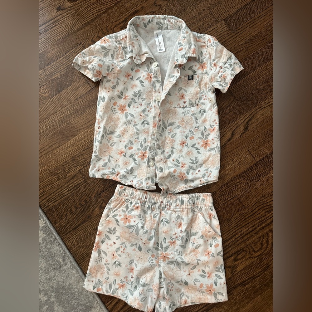 Gerber Floral Kids Matching Set - Cream and Orange